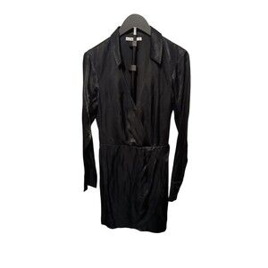 Abercrombie & Fitch Black Satin Mini Dress Medium Tall Pleated whimsigoth